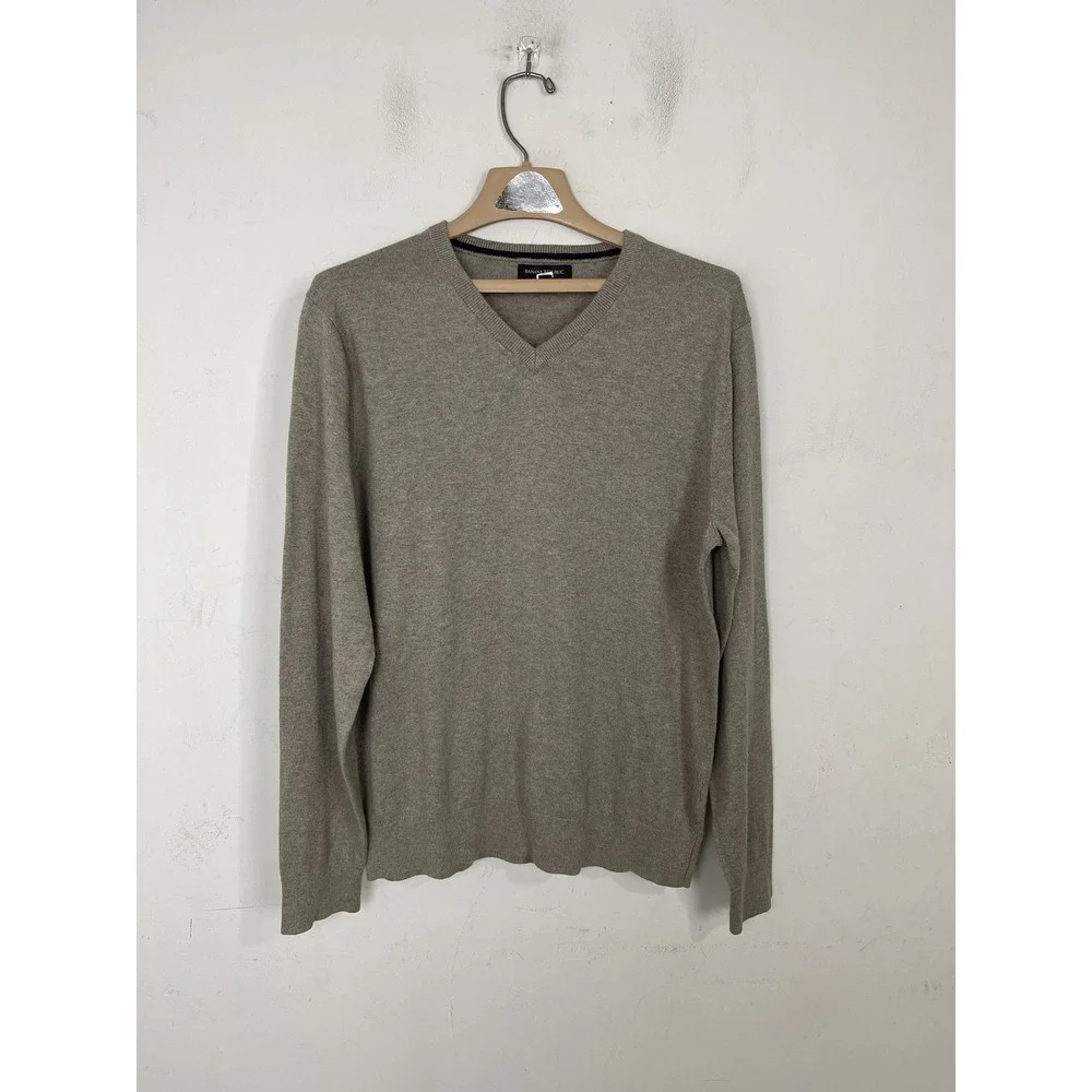 Banana Republic Men's M V-Neck Sweater Premium Luxe‎ Yarn Cotton Silk Blend Tan